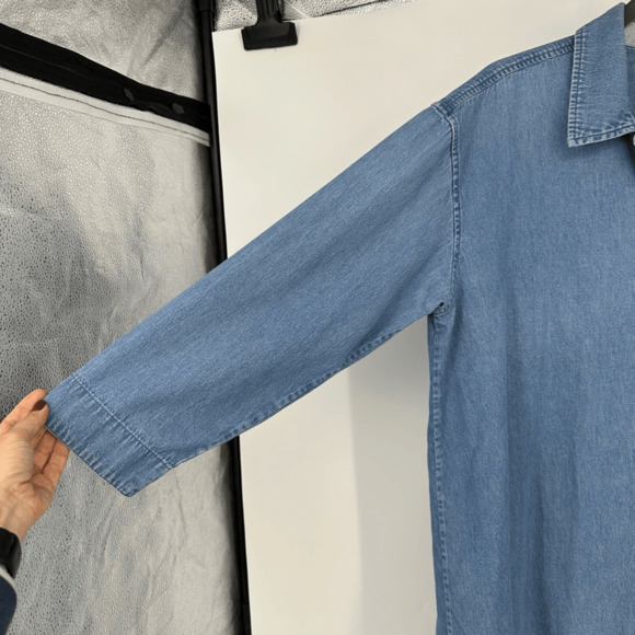 ORVIS Women’s Denim Shirt Dress Midi Blue Size S 100% cotton Western Minimalist - Picture 6 of 9